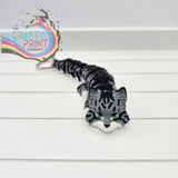 Tabby Cat Articulated Flexi Keyring / Fidget - With Hole