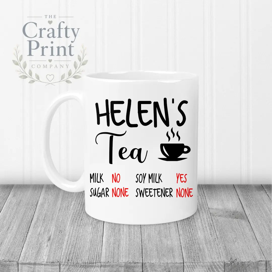 Tea Coffee Ingredients Personalised Mug - White Handle &