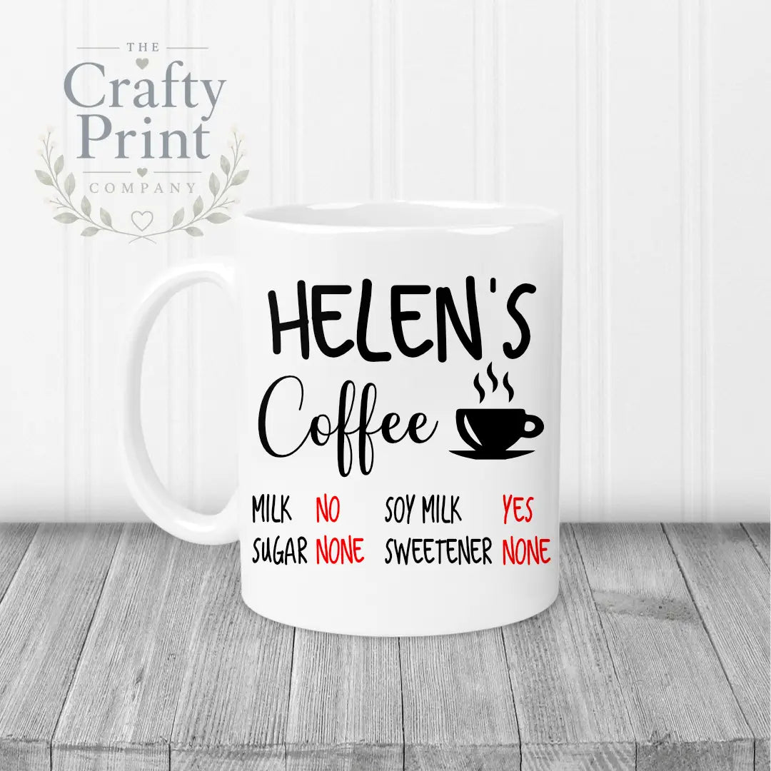 Tea Coffee Ingredients Personalised Mug - White Handle &