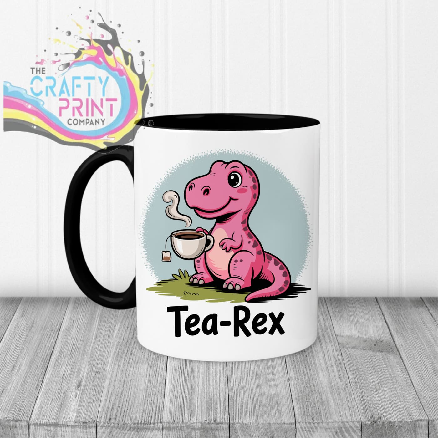Tea Rex Mug - Black Handle & Inner - Mugs