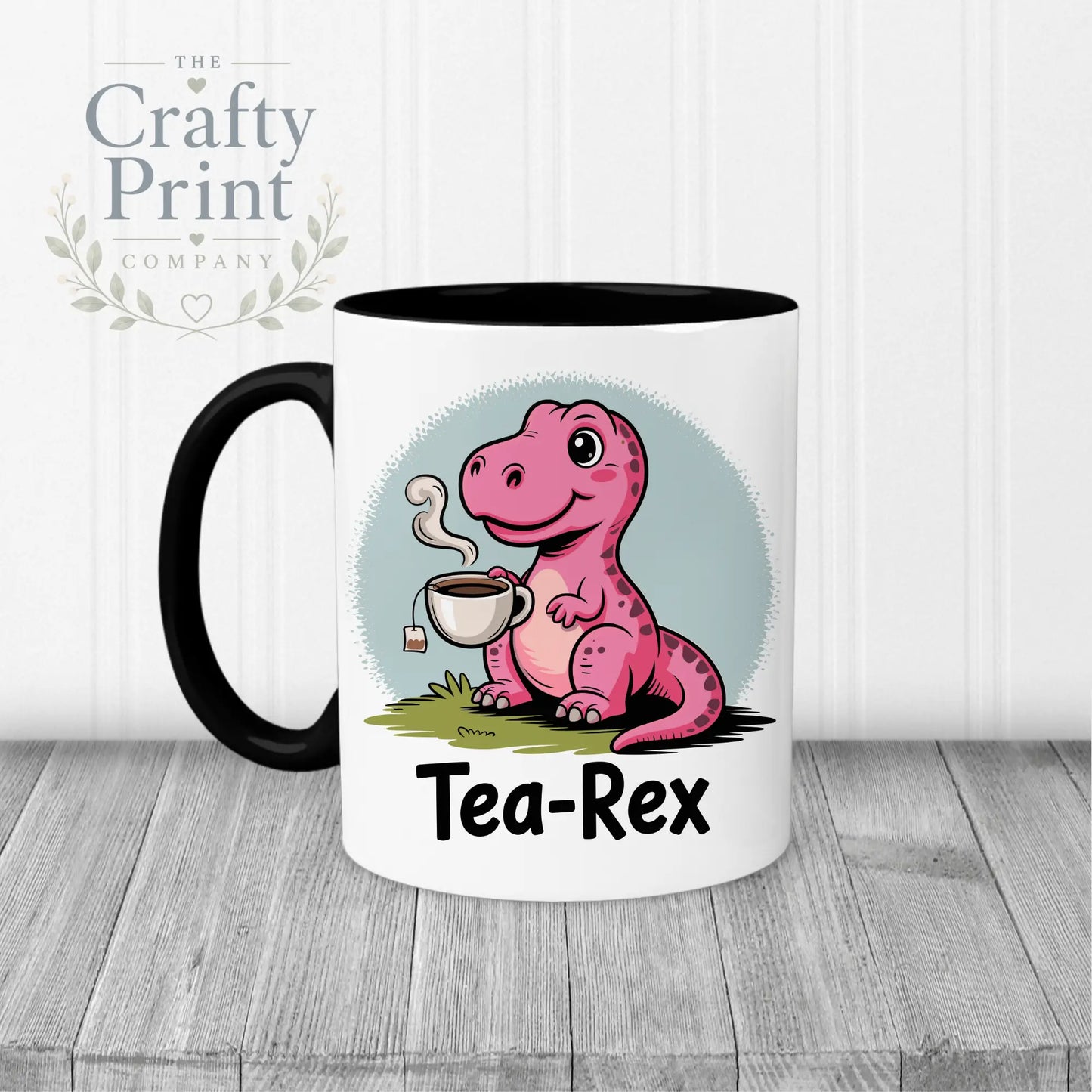 Tea Rex Mug - Black Handle & Inner - Mugs