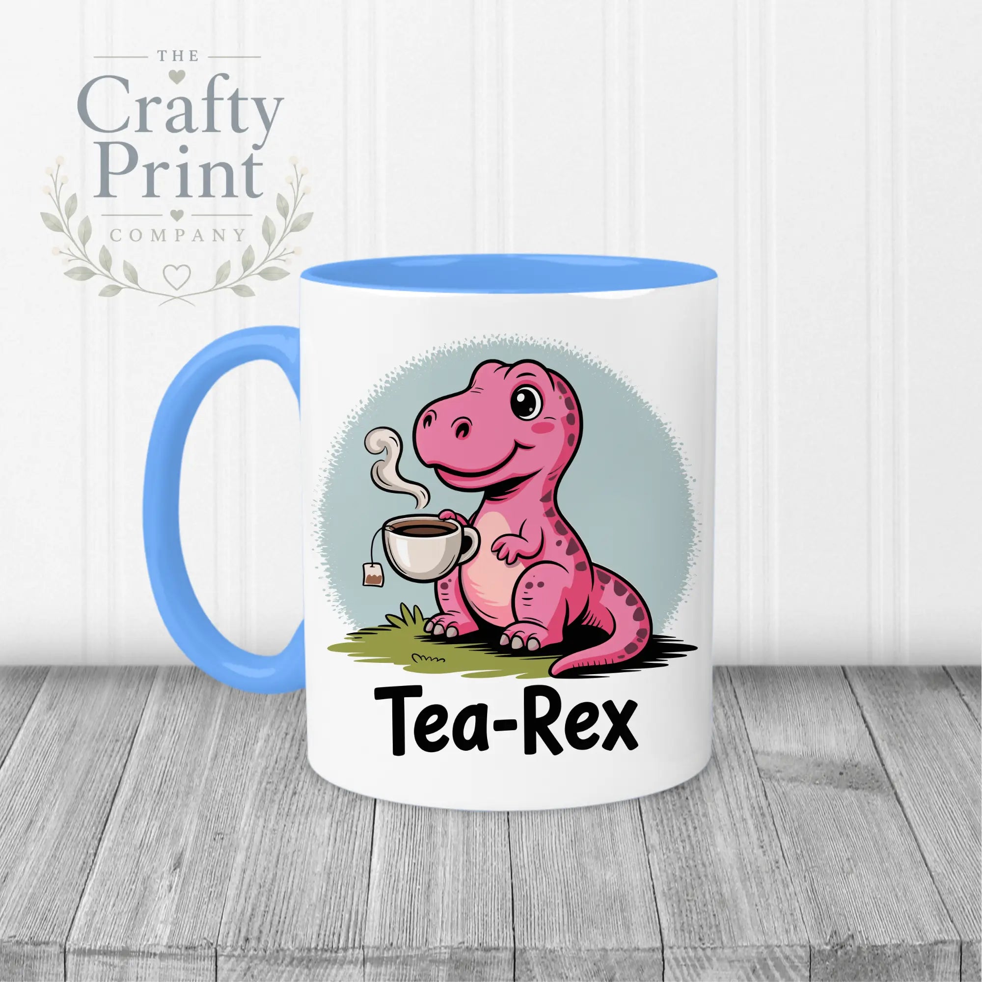 Tea Rex Mug - Blue Handle & Inner - Mugs