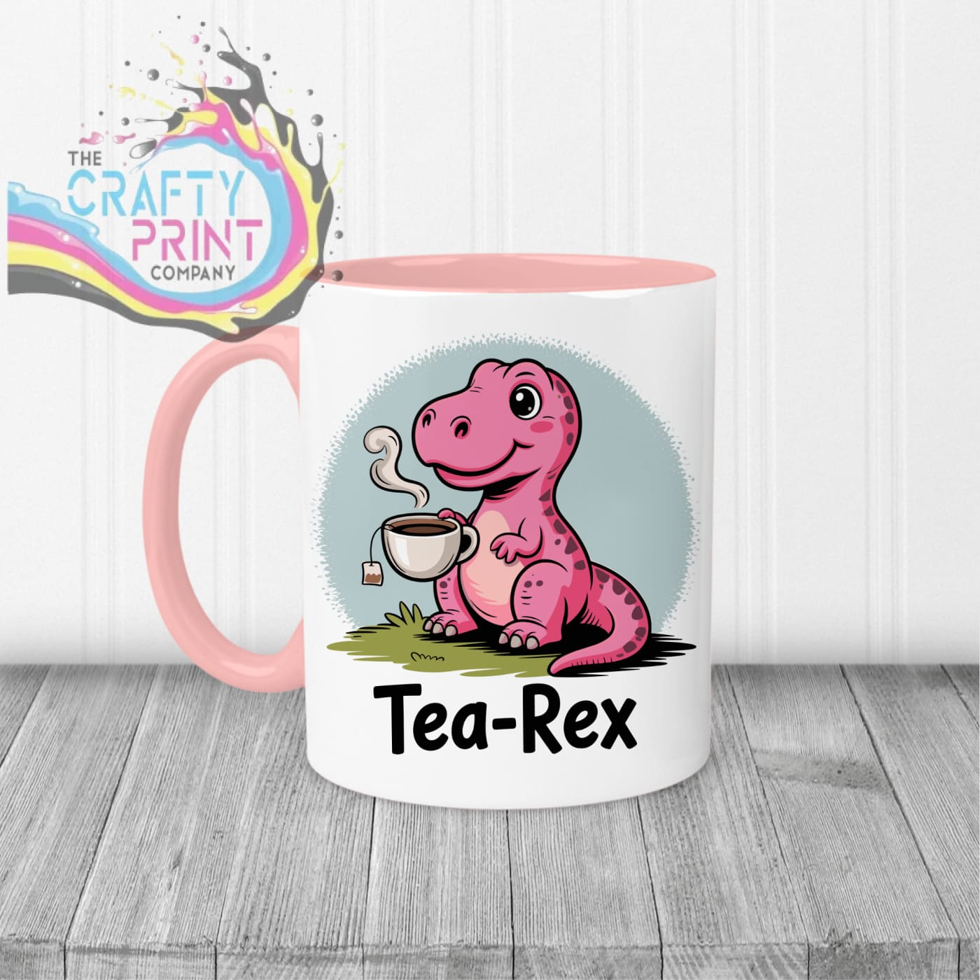 Tea Rex Mug - Pink Handle & Inner - Mugs
