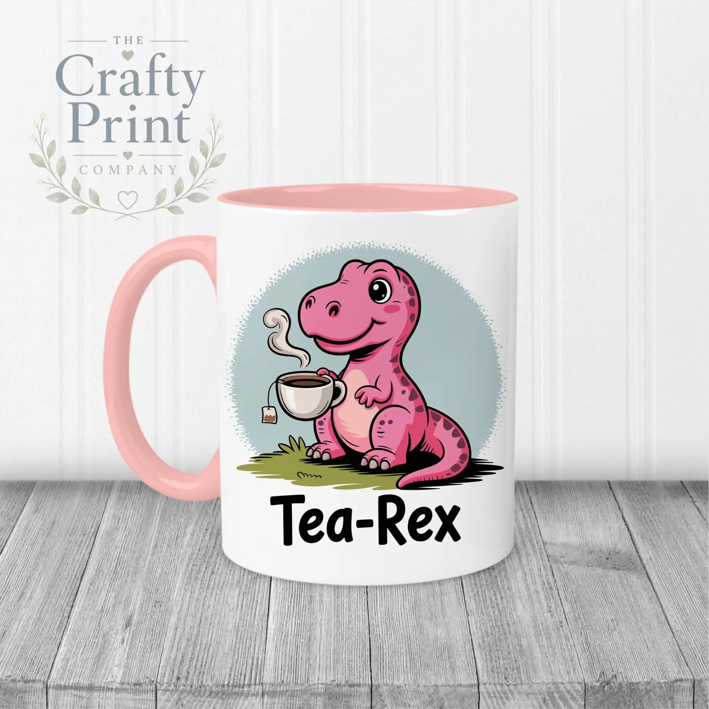 Tea Rex Mug - Pink Handle & Inner - Mugs