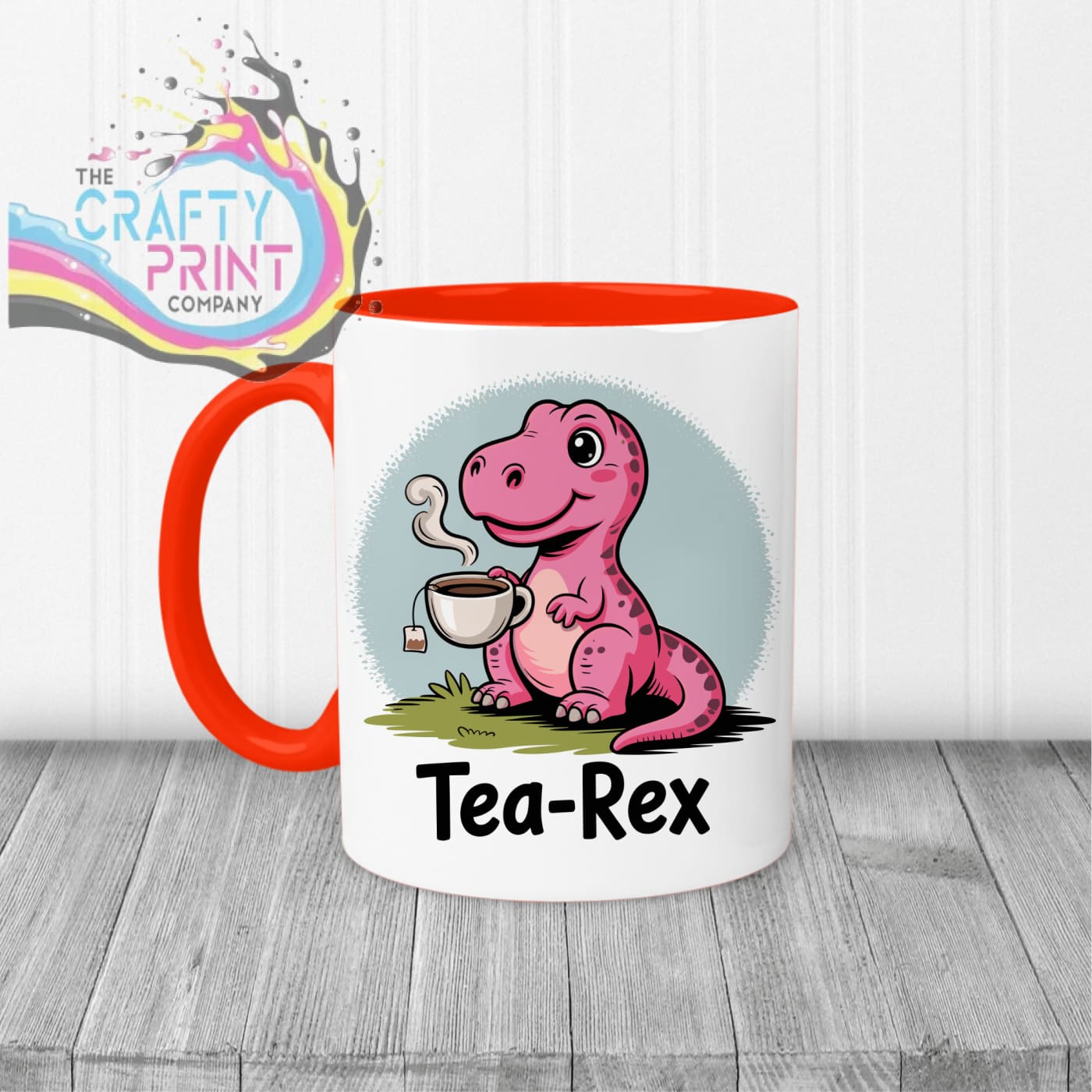 Tea Rex Mug - Red Handle & Inner - Mugs