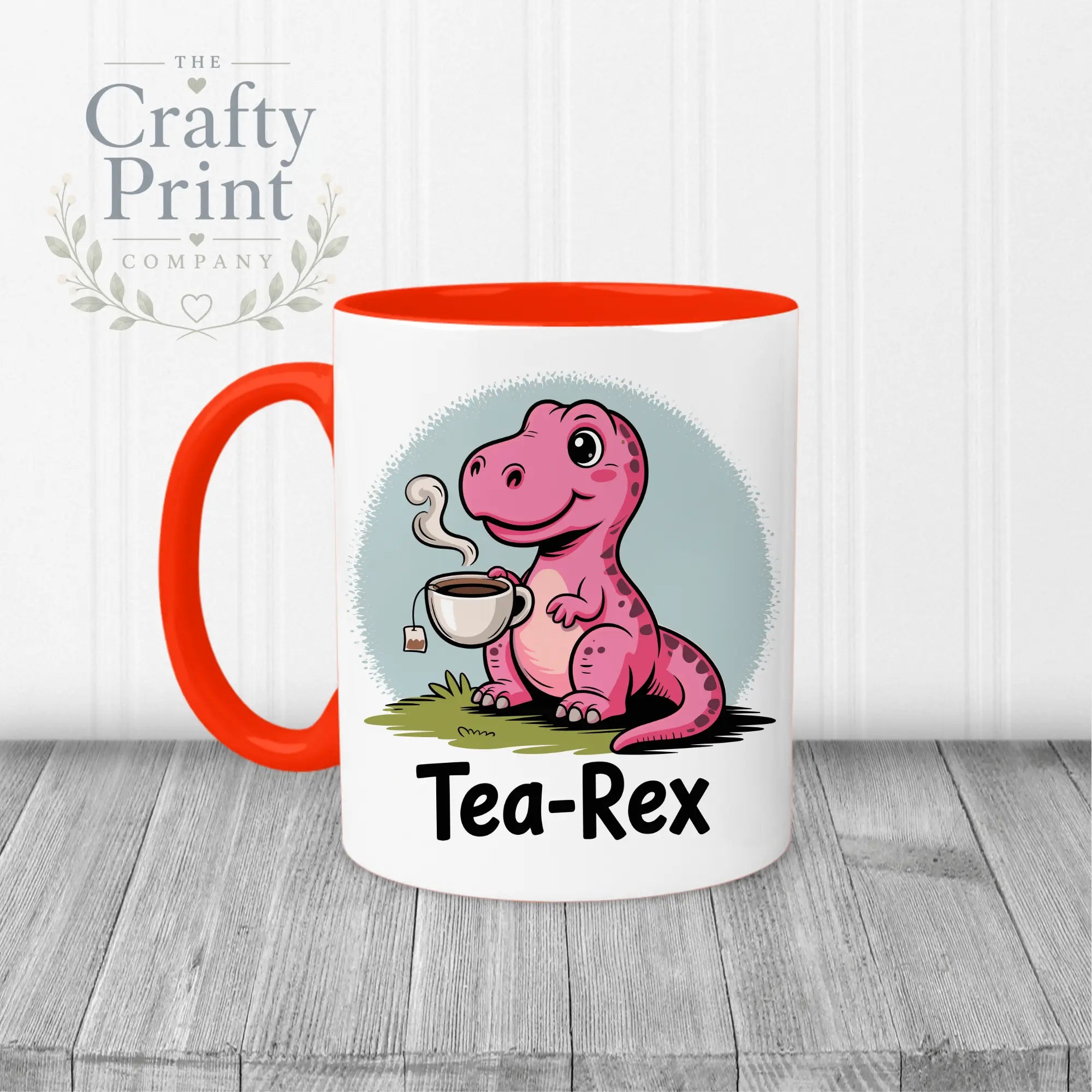 Tea Rex Mug - Red Handle & Inner - Mugs