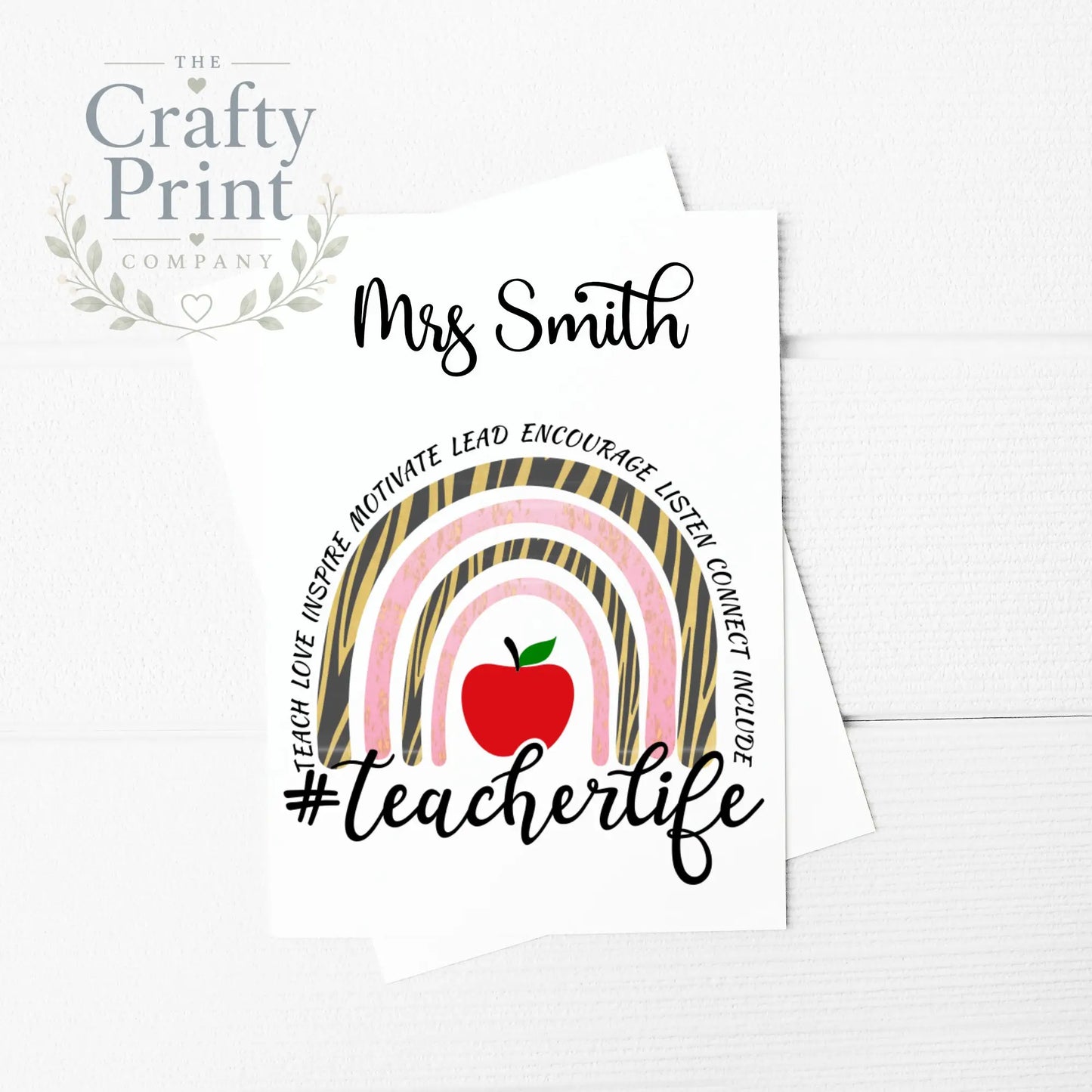 Teach Love Inspire Rainbow Personalised A5 Card & Envelope