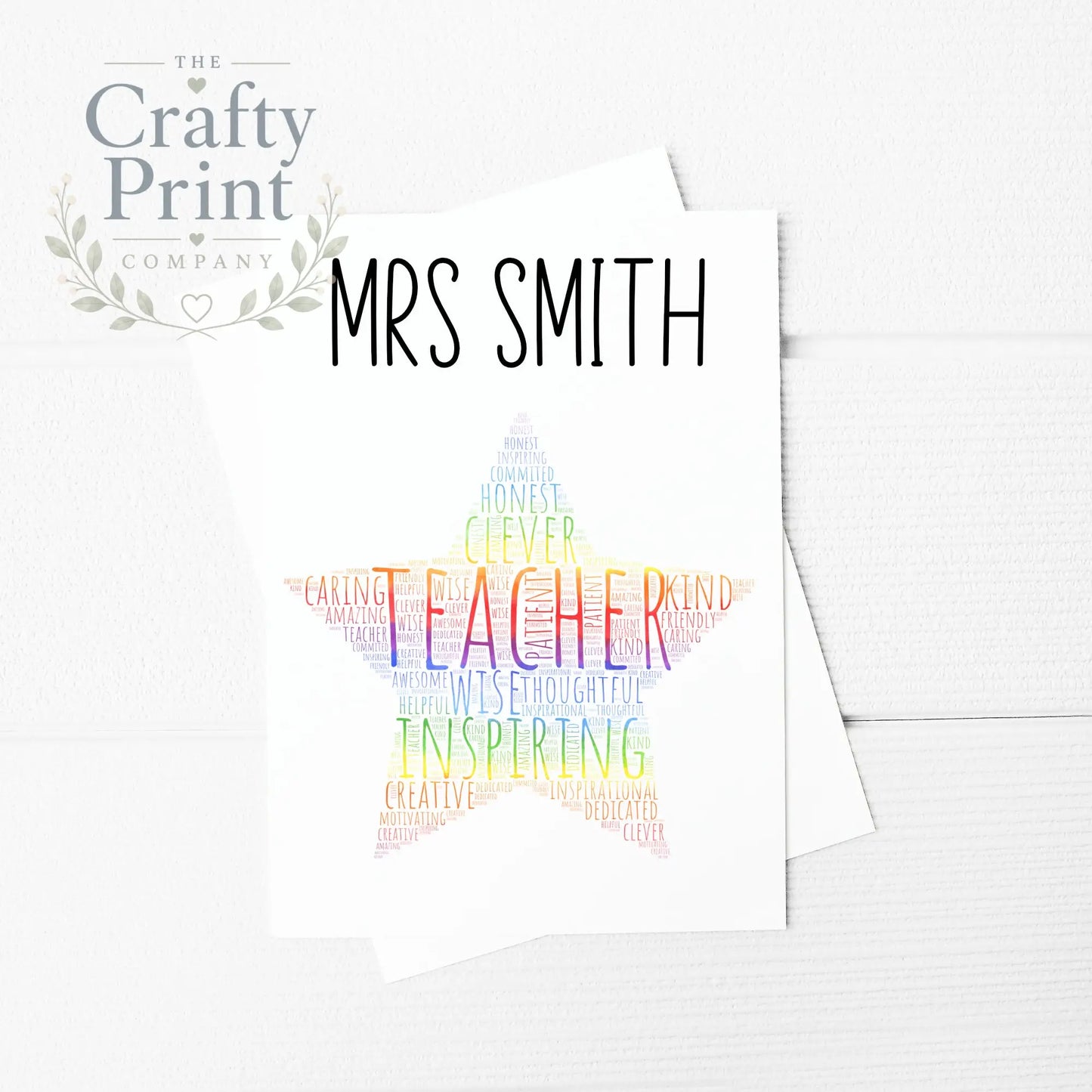 Teacher Rainbow Star Personalised A5 Card & Envelope