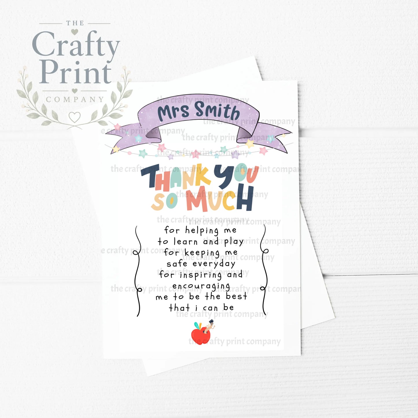 Teacher Thank You So Much Personalised A5 Card - Greeting &