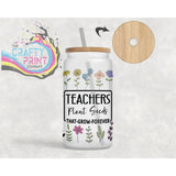Teachers Plant Seeds Frosted Glass 18oz Tumbler