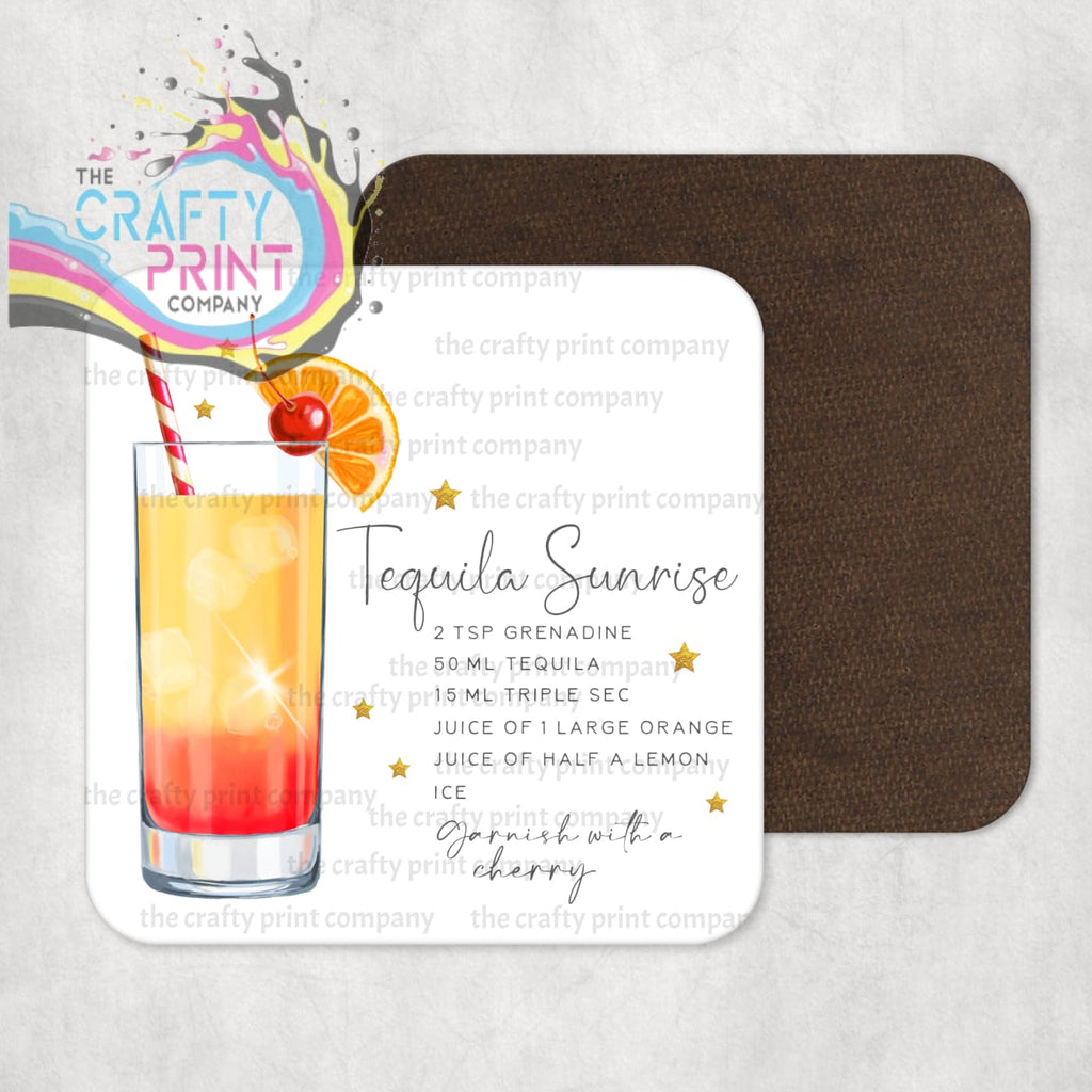 Tequila Sunrise Cocktail Recipe Coaster - Coasters