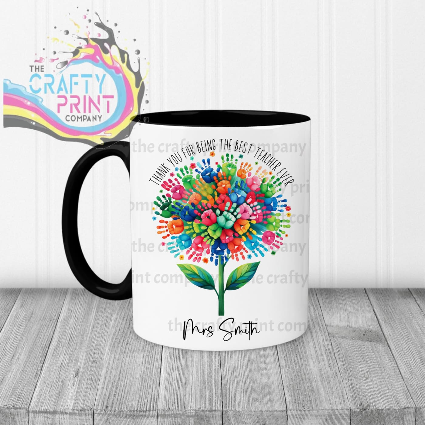 Thank You Best Ever Teacher Hand Prints Mug - Black Handle
