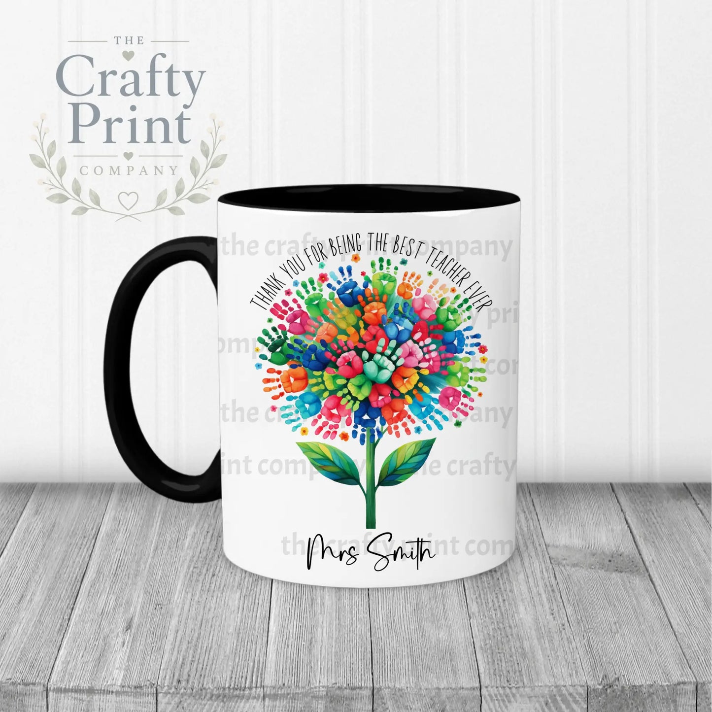 Thank You Best Ever Teacher Hand Prints Mug - Black Handle