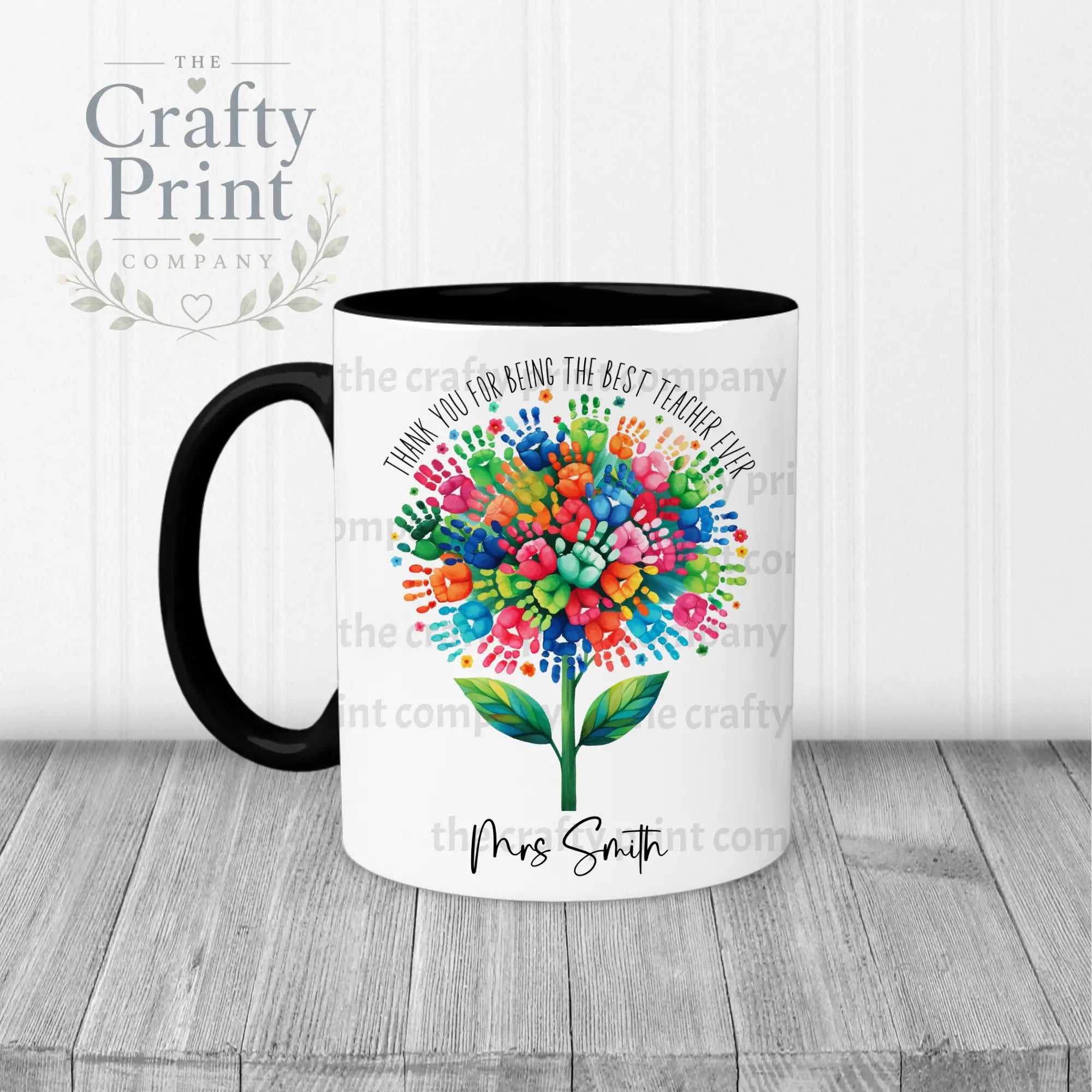 Thank You Best Ever Teacher Hand Prints Mug - Black Handle