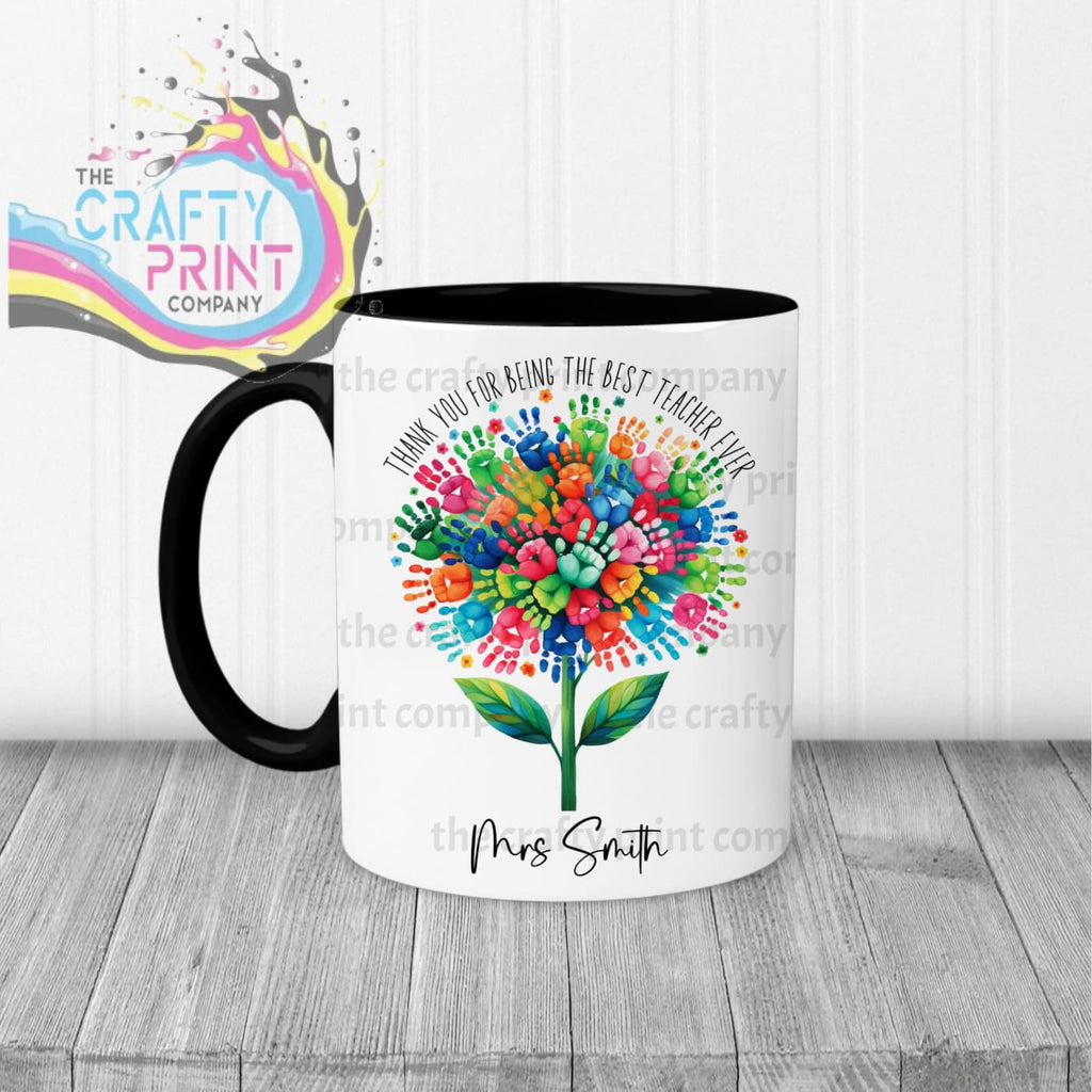 Thank You Best Ever Teacher Hand Prints Mug - Black Handle