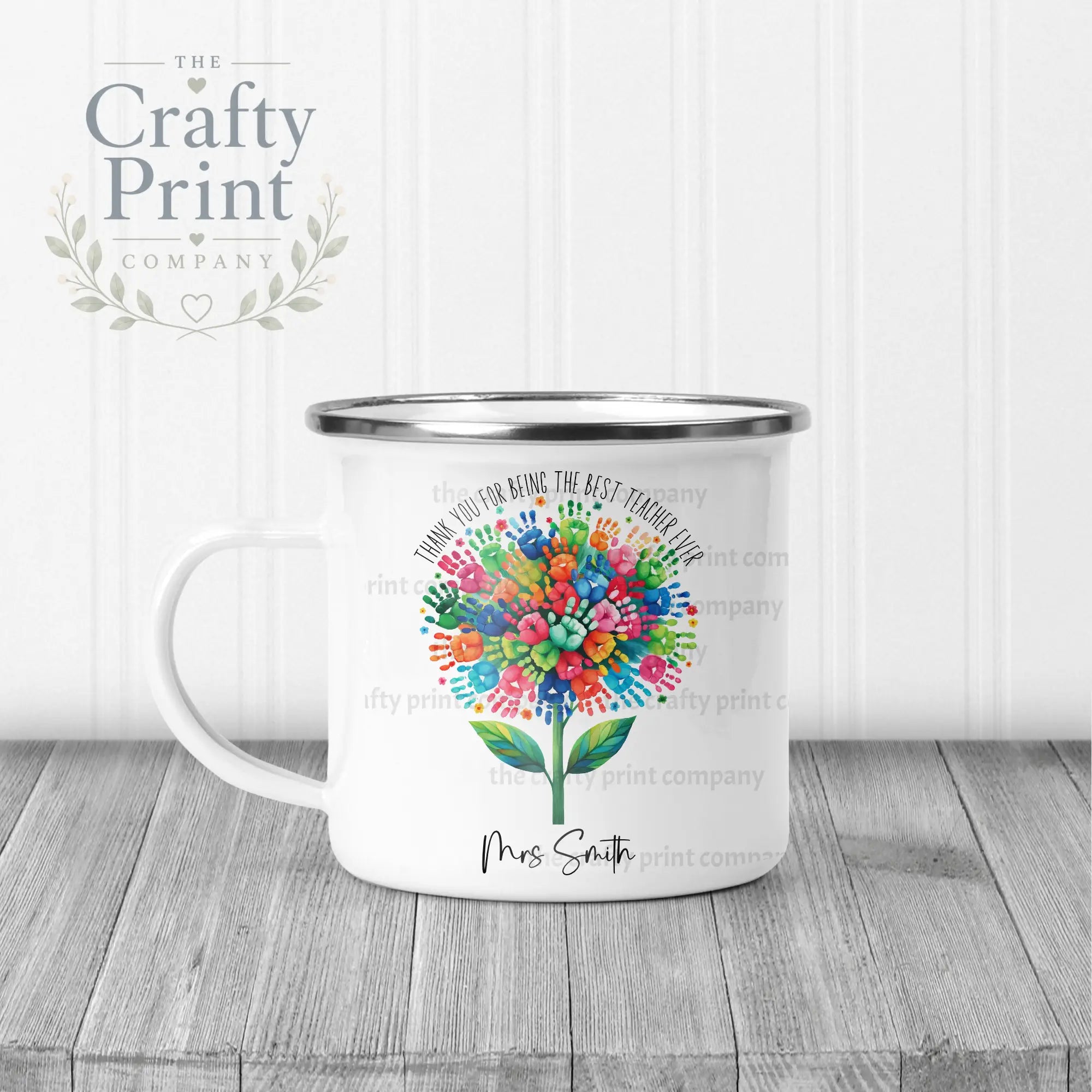 Thank You Best Ever Teacher Hand Prints Mug - Enamel - Mugs