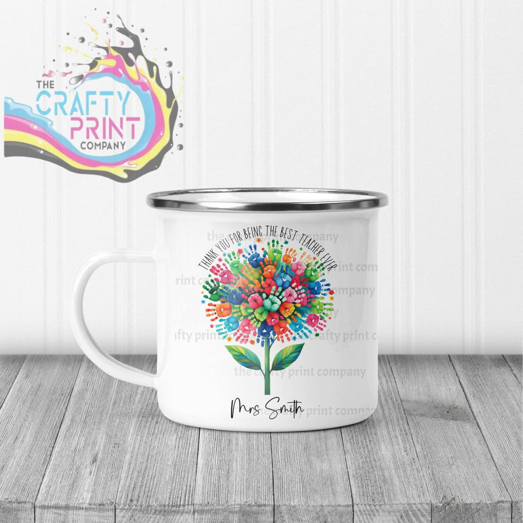 Thank You Best Ever Teacher Hand Prints Mug - Enamel - Mugs
