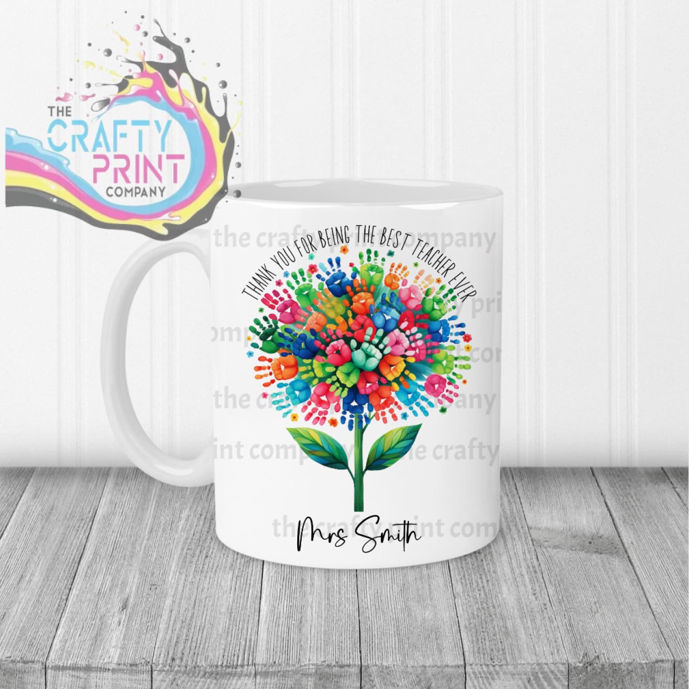 Thank You Best Ever Teacher Hand Prints Mug - White Handle