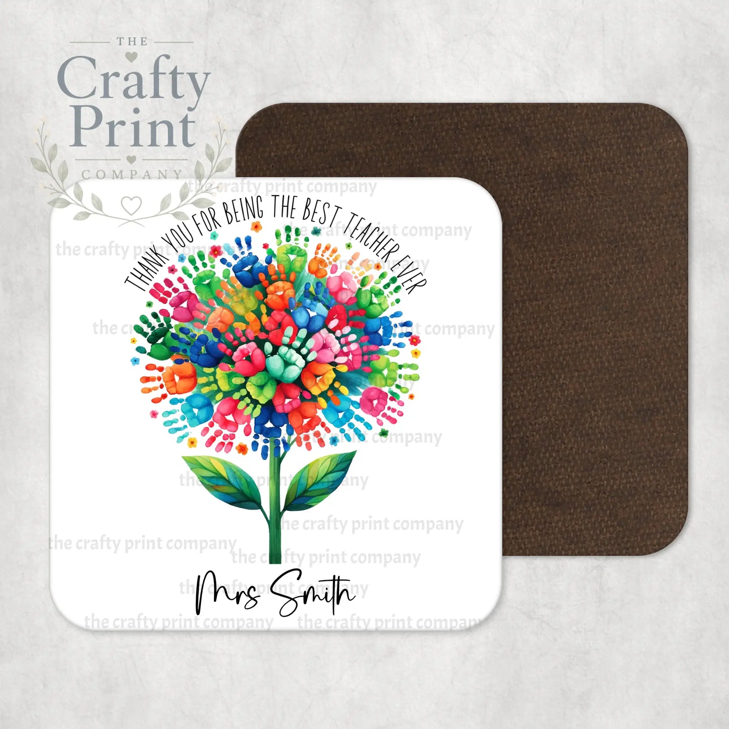 Thank You Best Teacher Ever Hand Print Coaster - Coasters