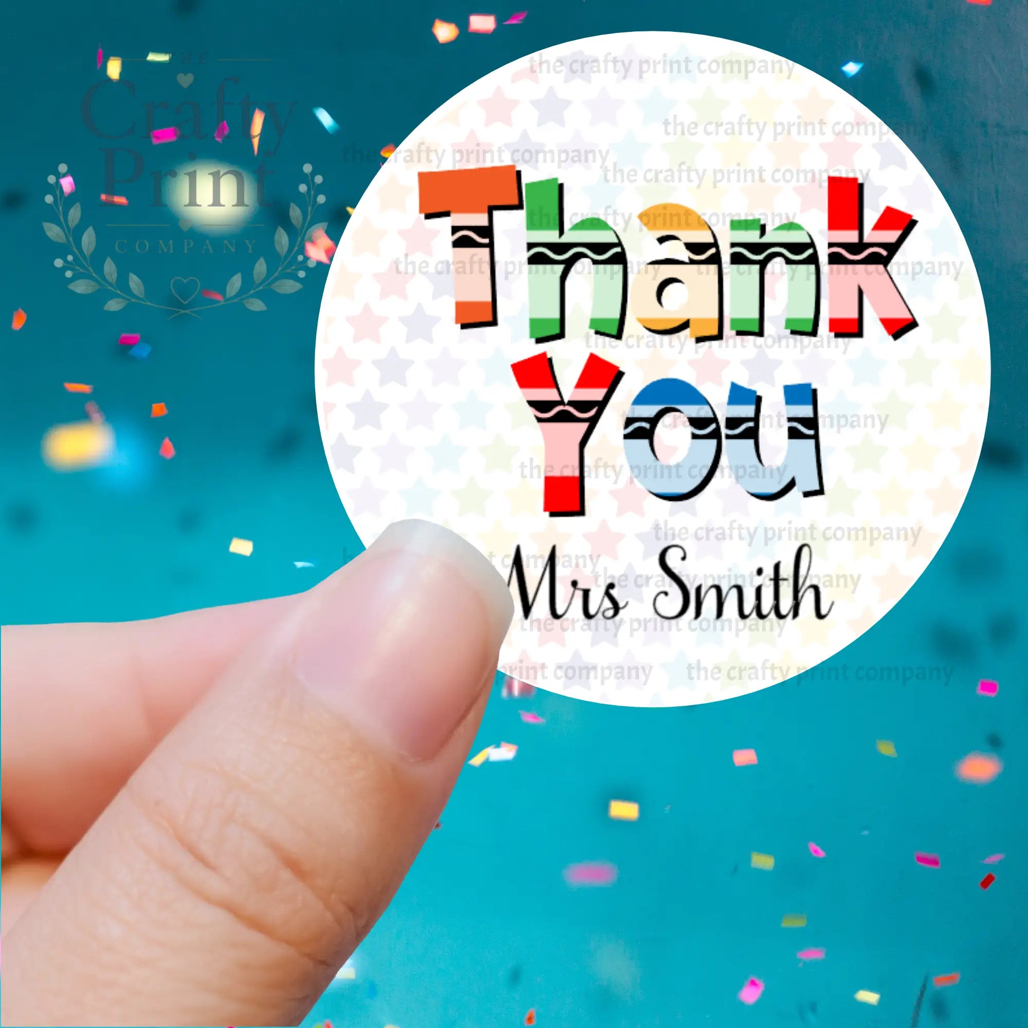 Thank You Crayon Printed Sticker - Decorative Stickers