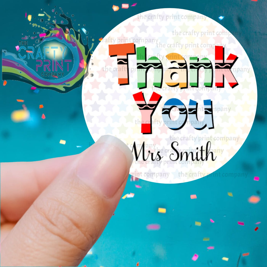 Thank You Crayon Printed Sticker - Decorative Stickers