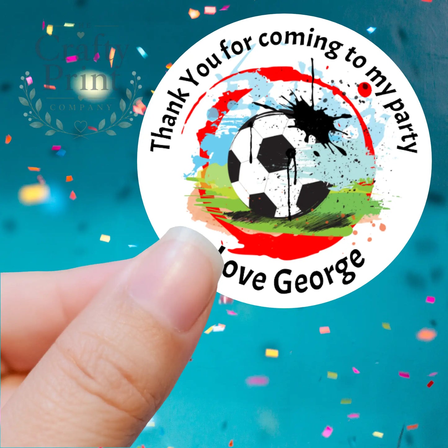 Thank You Football Party Printed Sticker - X Small 25mm