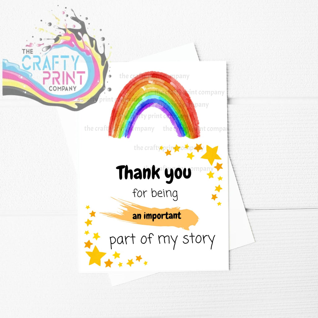 Thank You For Being part of my Story A5 Teacher Card