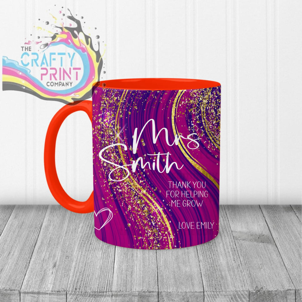 Thank You for helping me grow Glitter Print Mug - Red