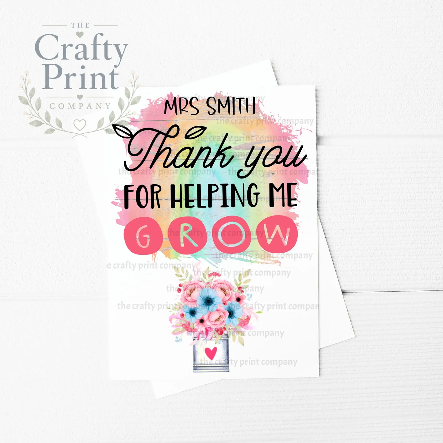 Thank you for Helping Me Grow Personalised A5 Card