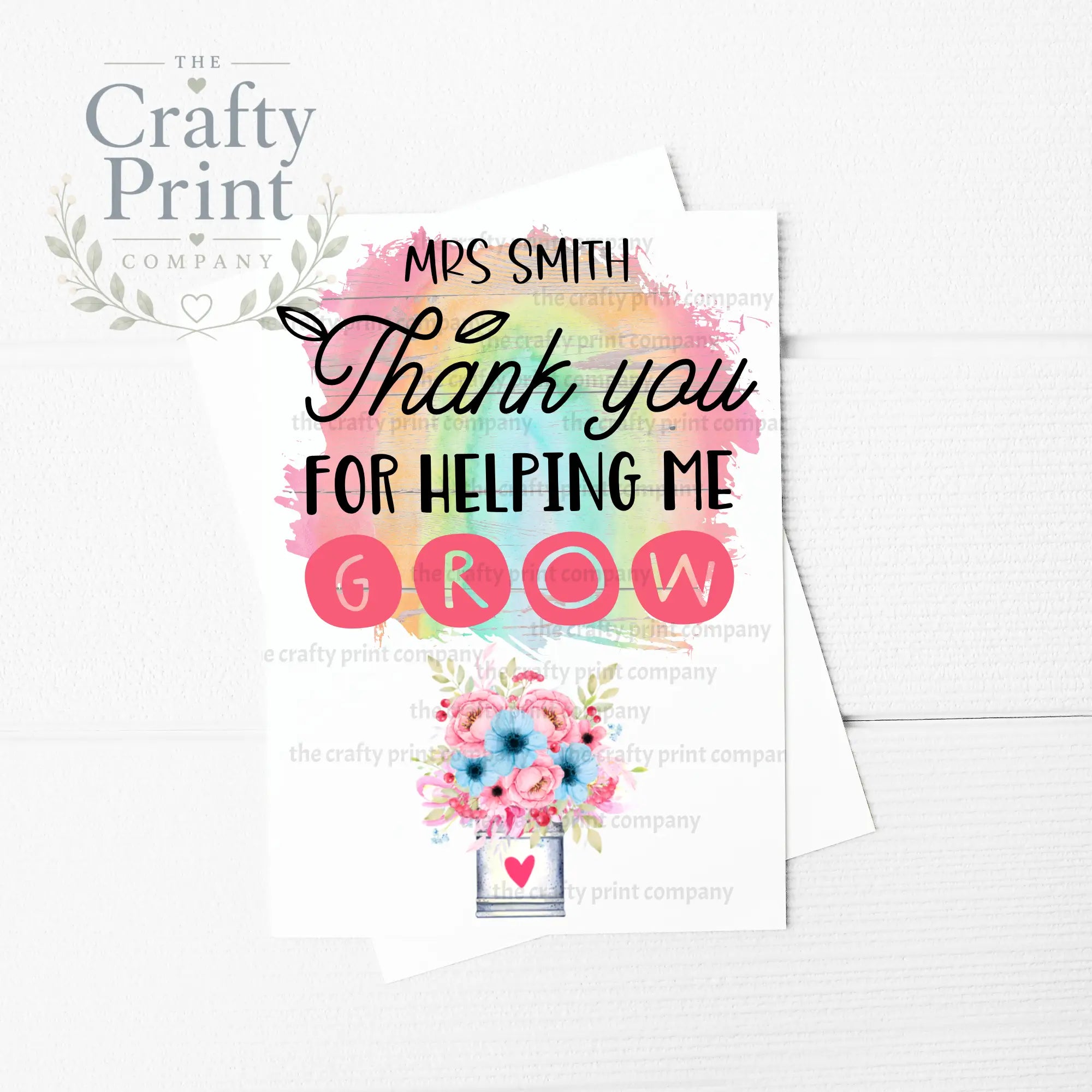 Thank you for Helping Me Grow Personalised A5 Card