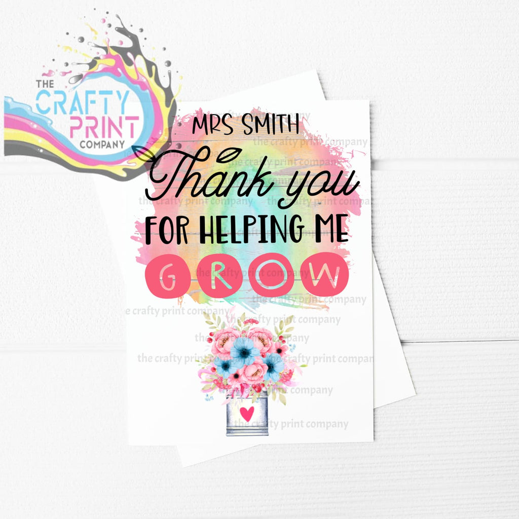 Thank you for Helping Me Grow Personalised A5 Card -