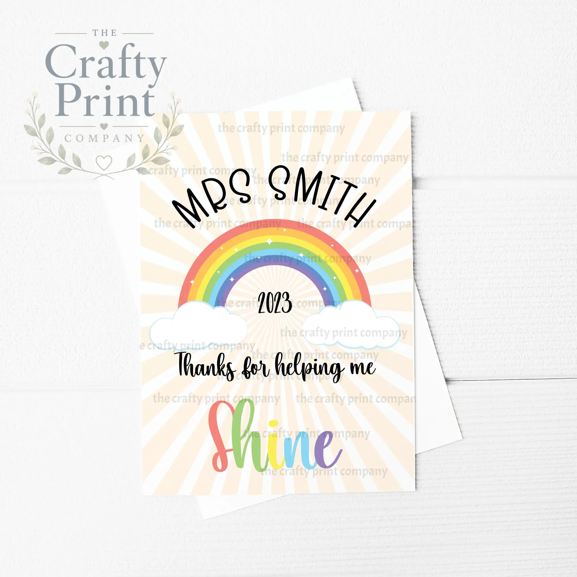 Thank you for Helping Me Shine Personalised A5 Card