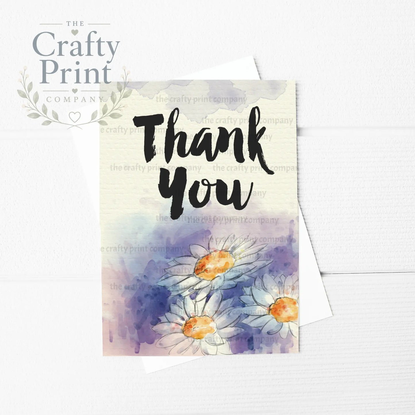 Thank You Watercolour Flowers A5 Card - Daisy - Greeting &