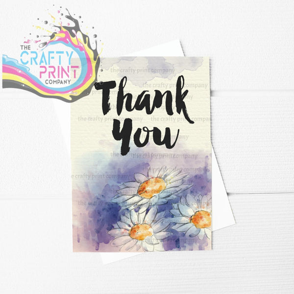 Thank You Watercolour Flowers A5 Card - Daisy - Greeting &