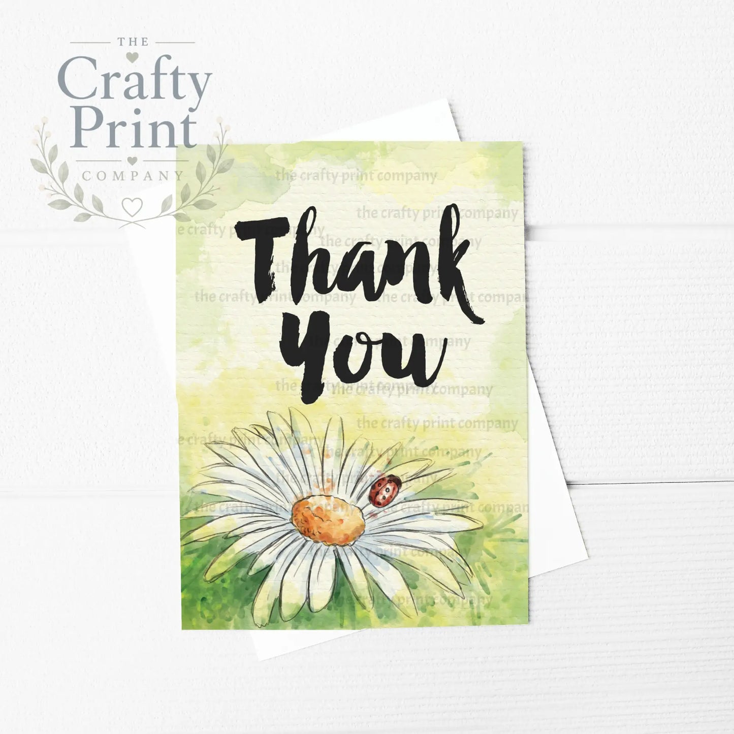 Thank You Watercolour Flowers A5 Card - Daisy Ladybird