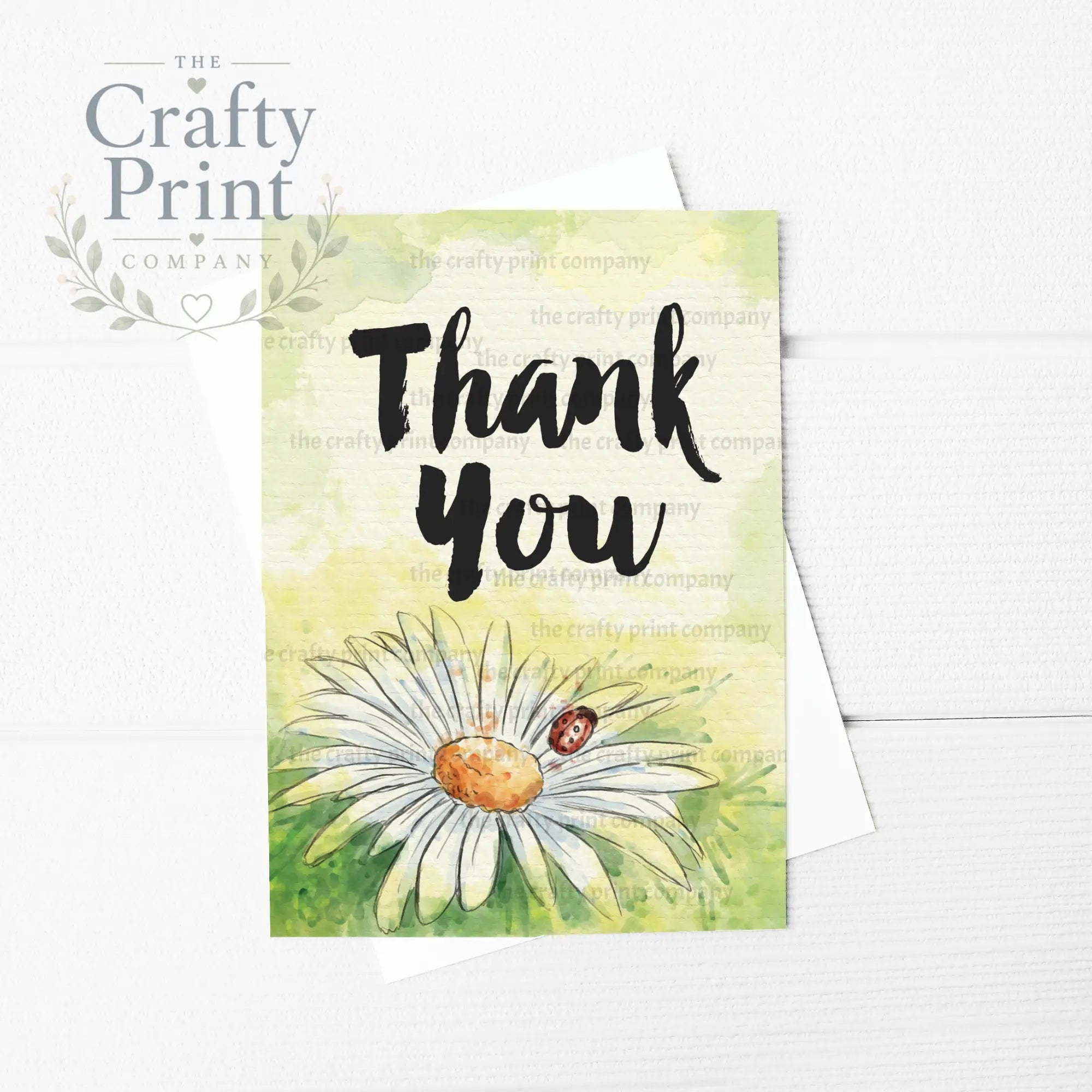 Thank You Watercolour Flowers A5 Card - Daisy Ladybird