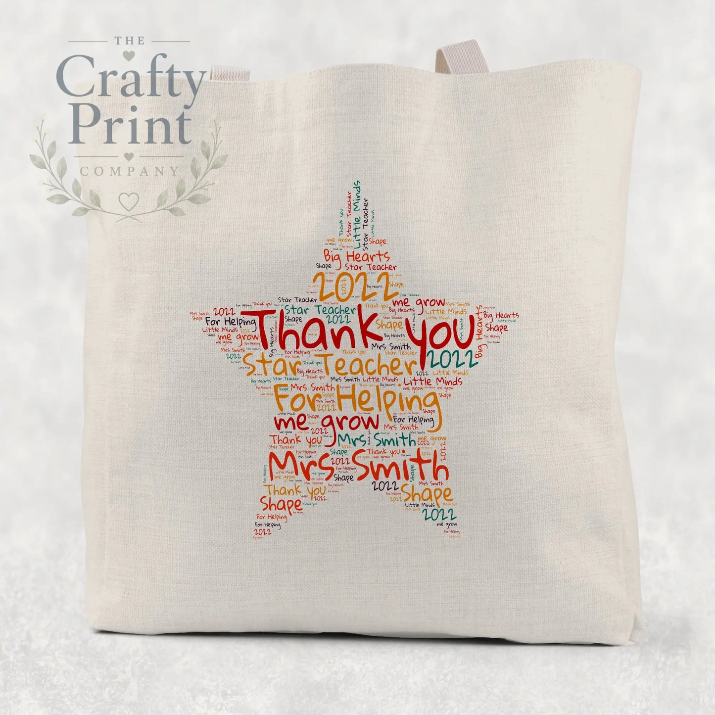 Thank You Word Star Personalised Tote / Goodie Bag - Gift