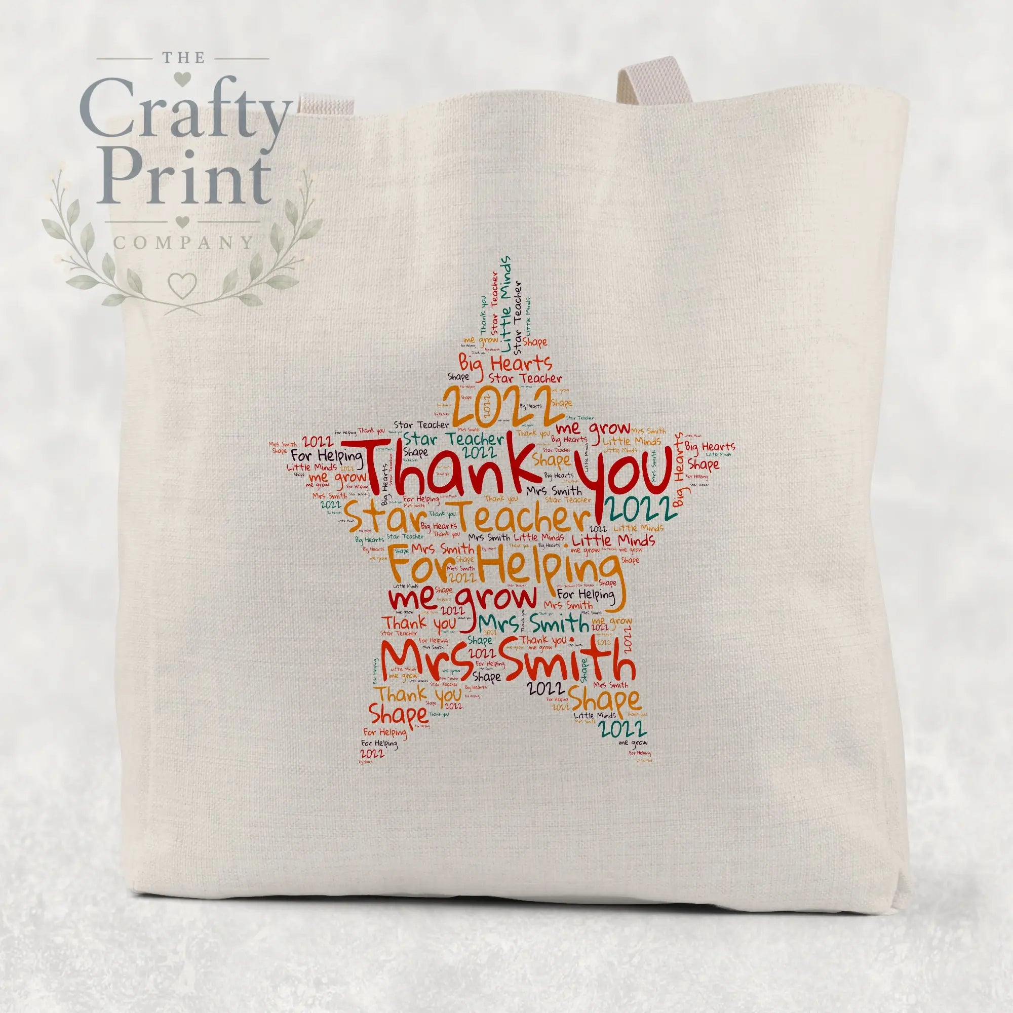 Thank You Word Star Personalised Tote / Goodie Bag - Gift
