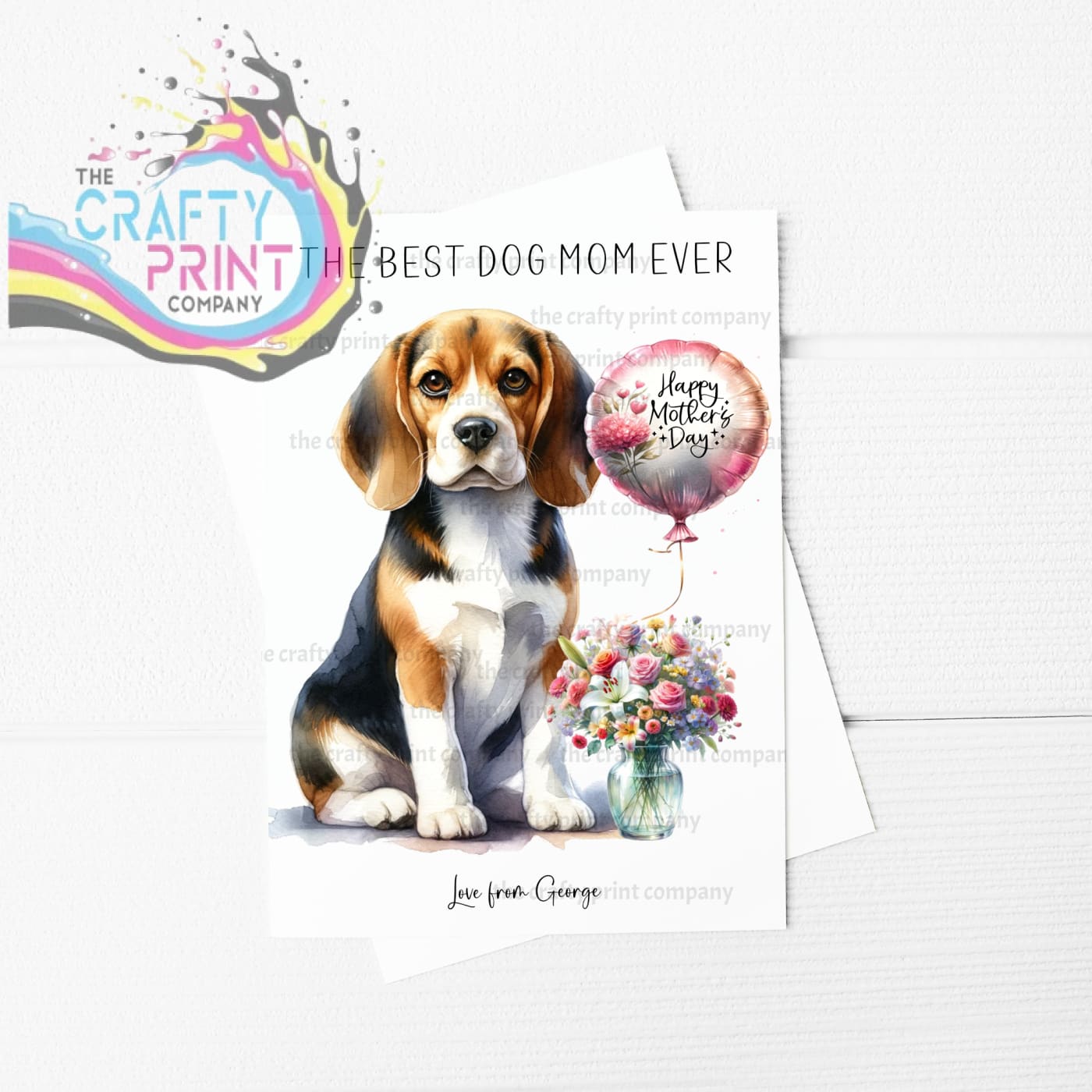 The Best Dog Mom Ever Beagle Personalised A5 Card