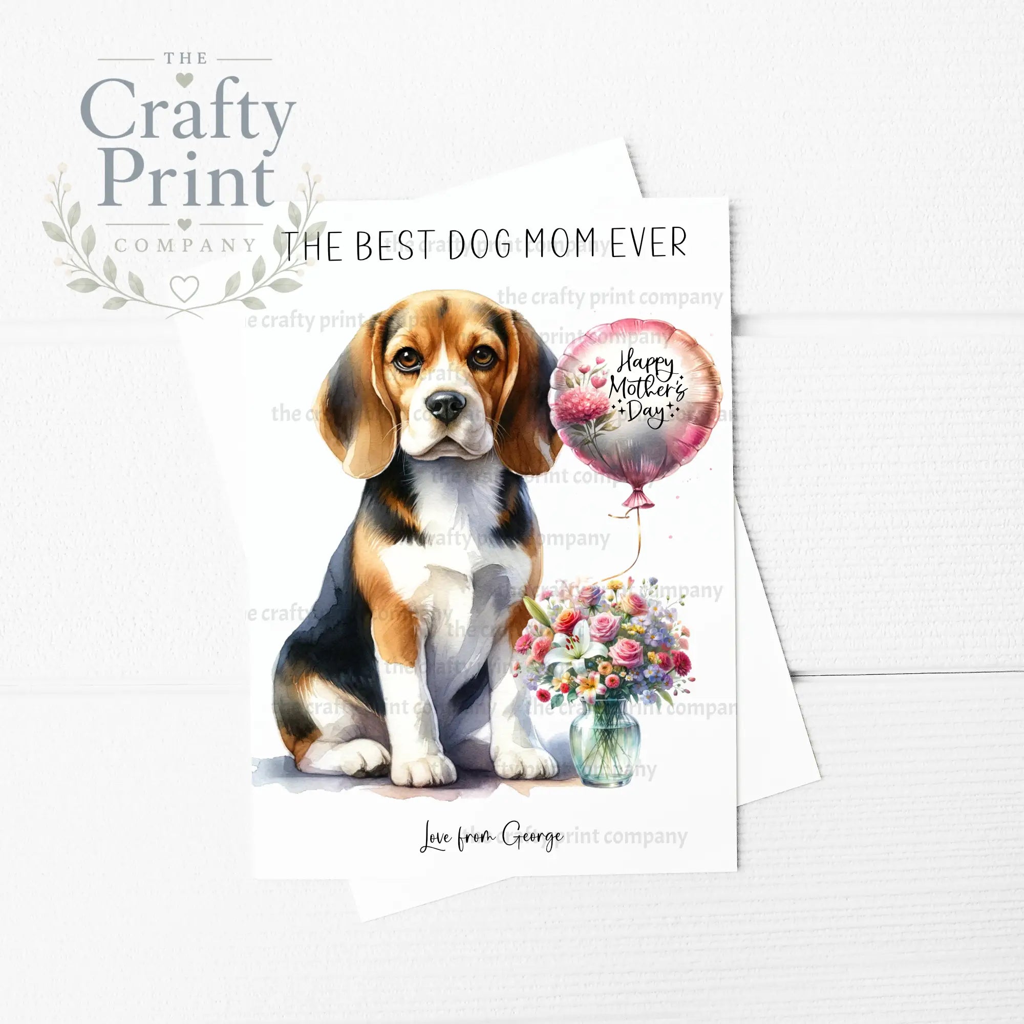 The Best Dog Mom Ever Beagle Personalised A5 Card