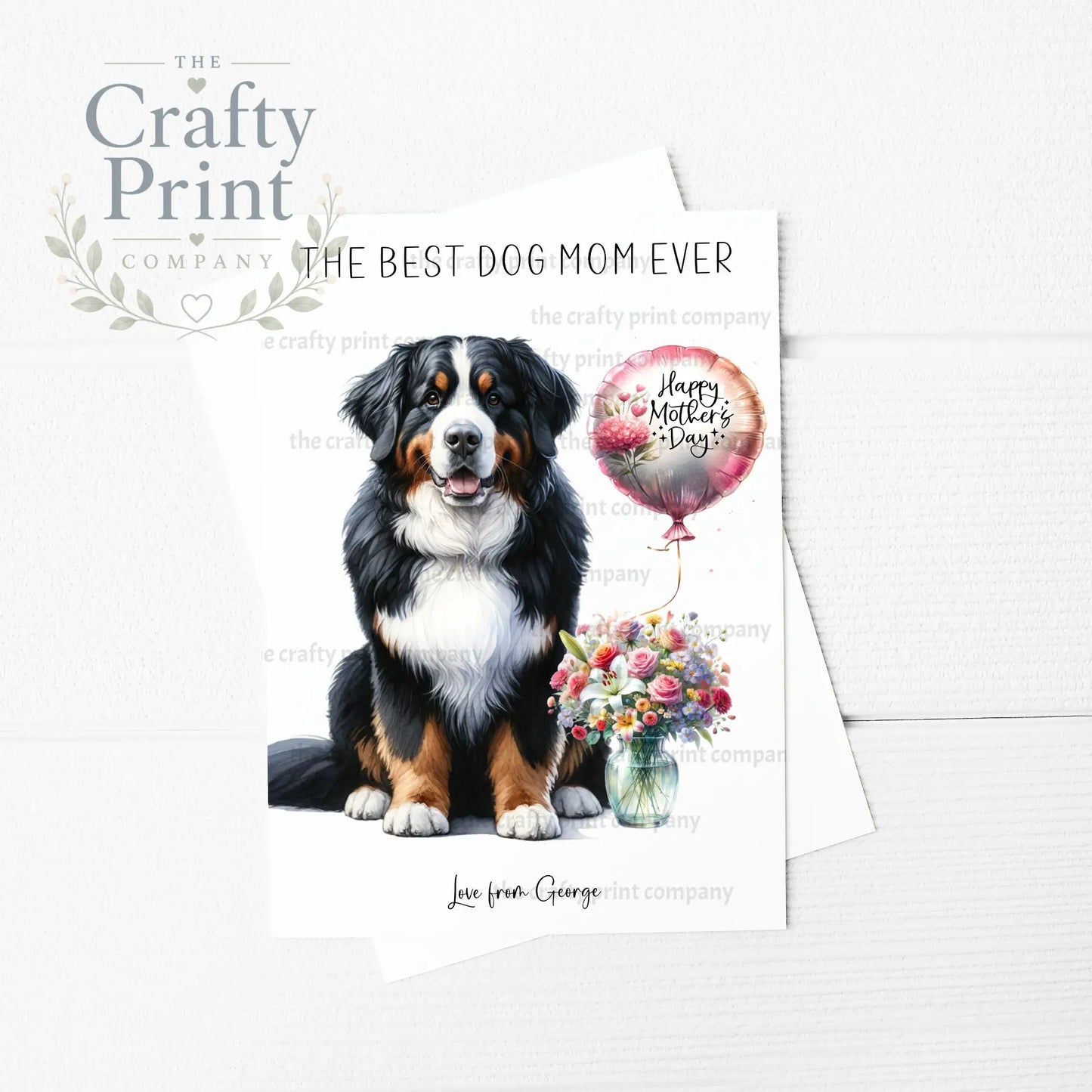 The Best Dog Mom Ever Bernese Mountain Personalised A5 Card