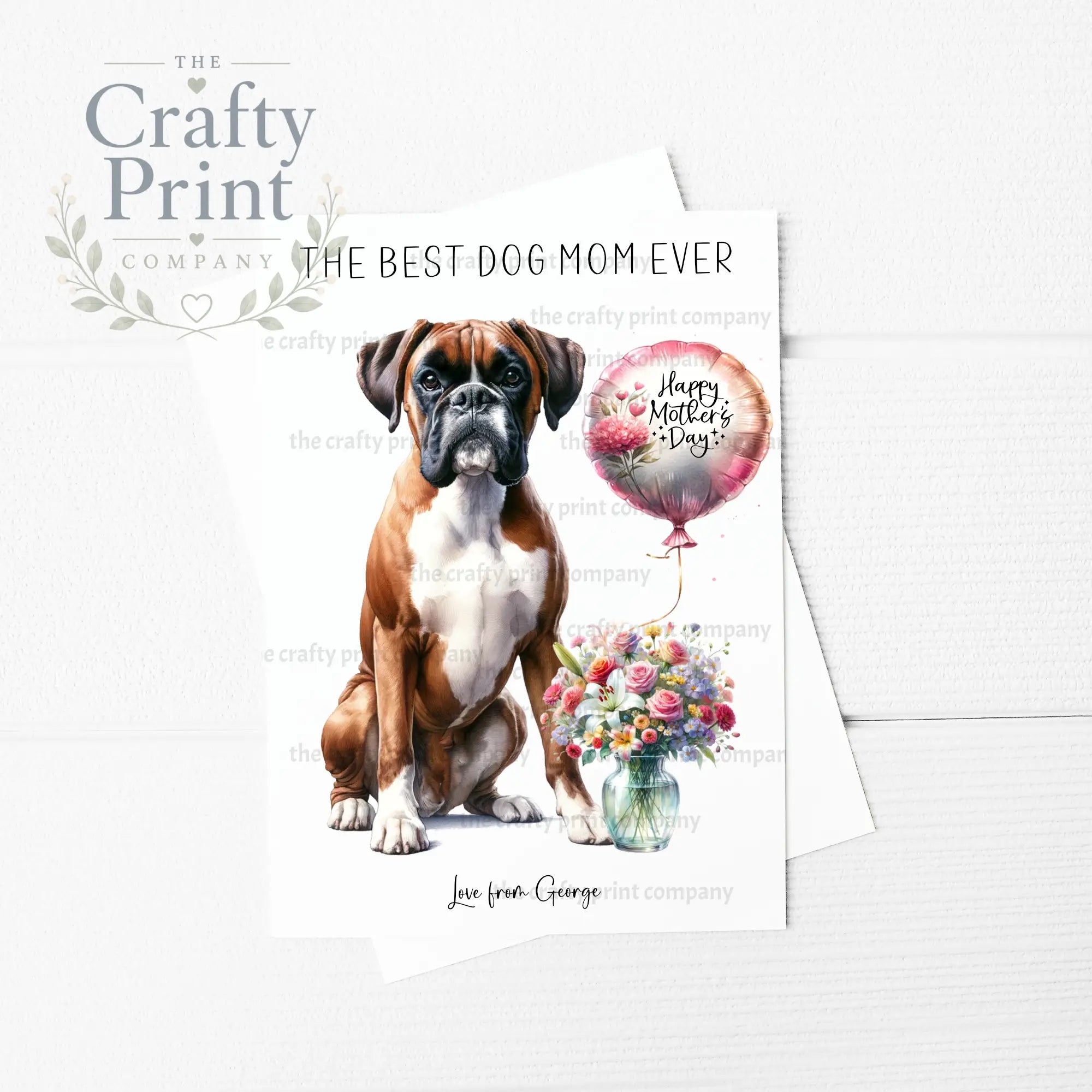 The Best Dog Mom Ever Boxer Personalised A5 Card - Greeting