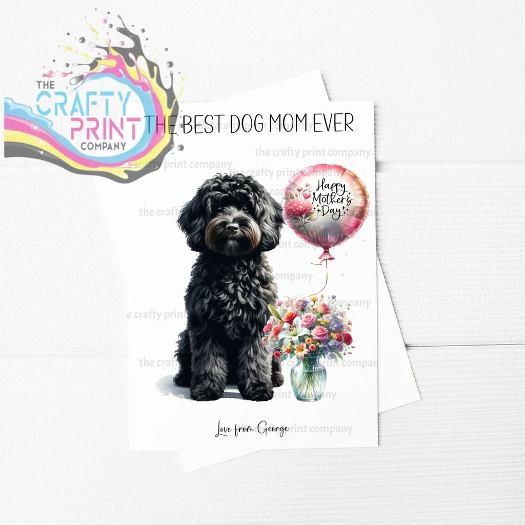 The Best Dog Mom Ever Cockapoo Personalised A5 Card - Black