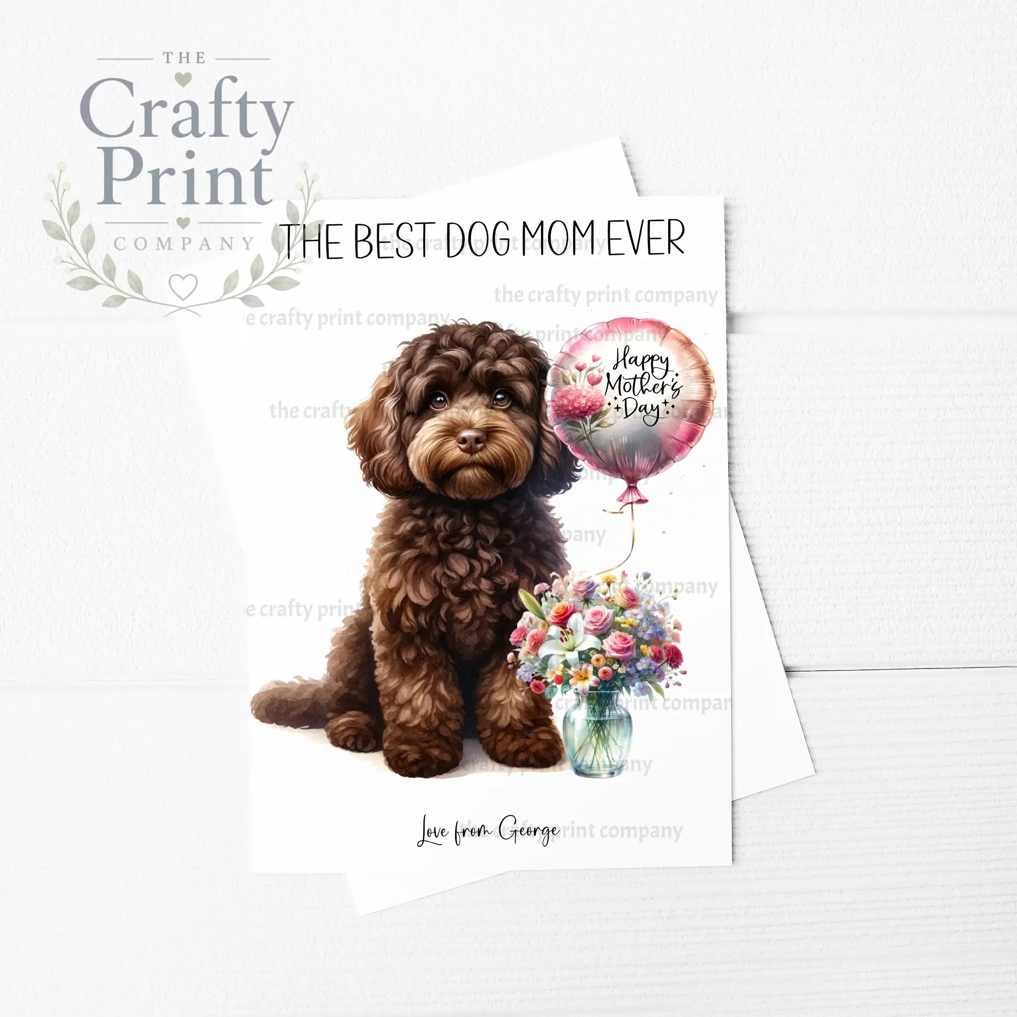 The Best Dog Mom Ever Cockapoo Personalised A5 Card