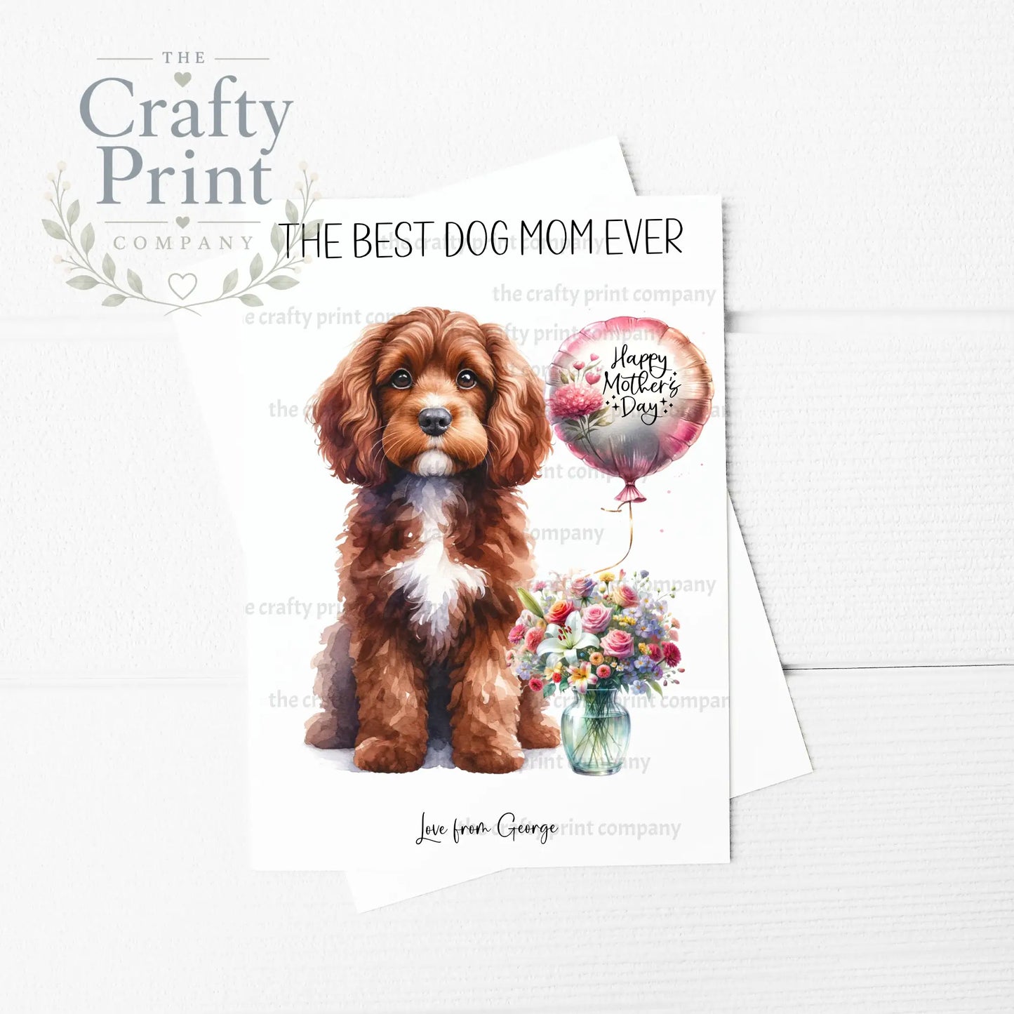 The Best Dog Mom Ever Cockapoo Personalised A5 Card