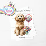 The Best Dog Mom Ever Cockapoo Personalised A5 Card - Sand