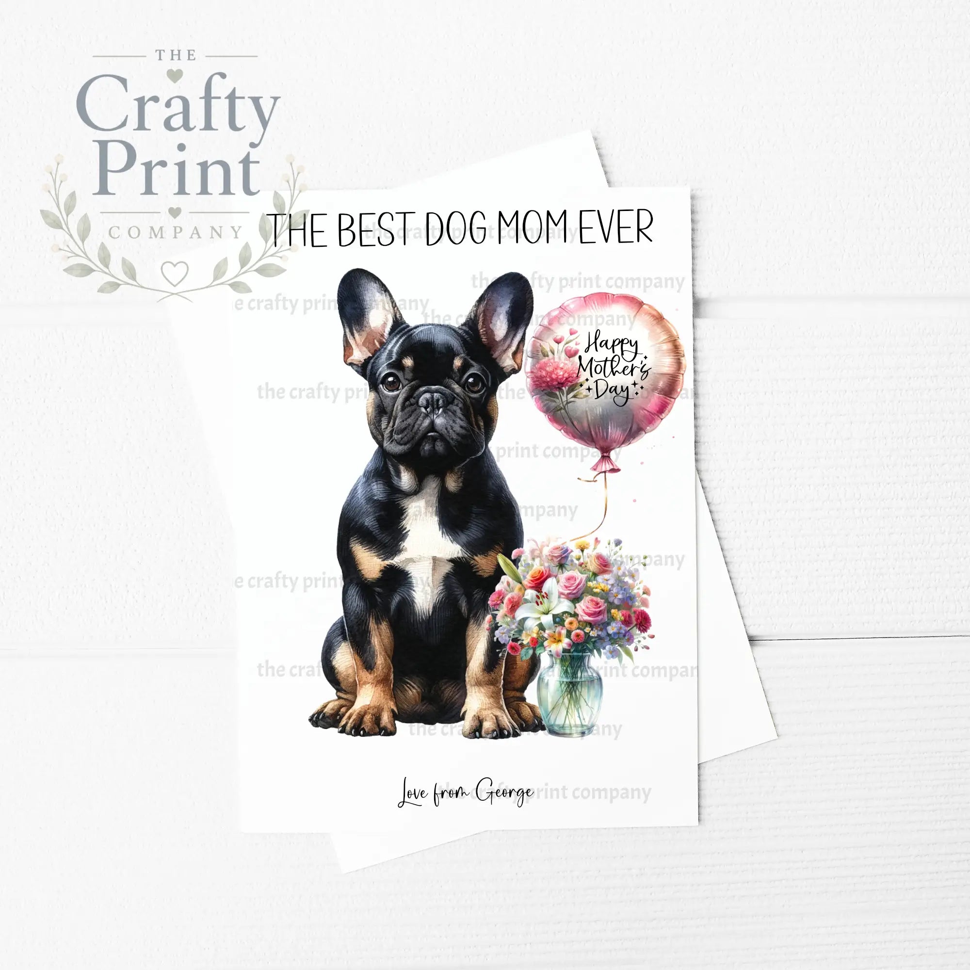 The Best Dog Mom Ever French Bulldog Personalised A5 Card
