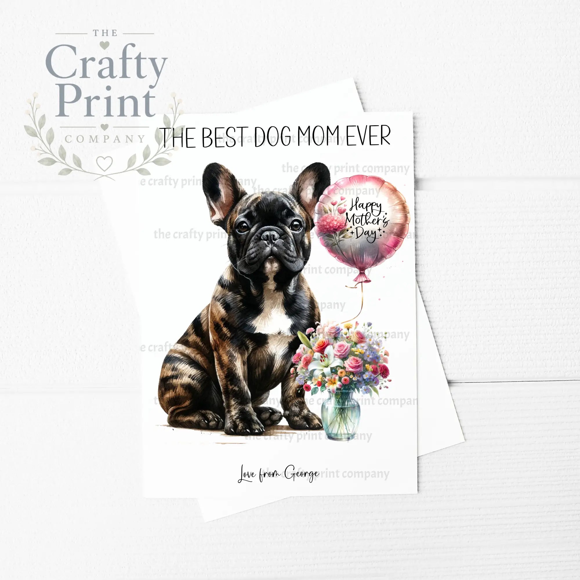 The Best Dog Mom Ever French Bulldog Personalised A5 Card