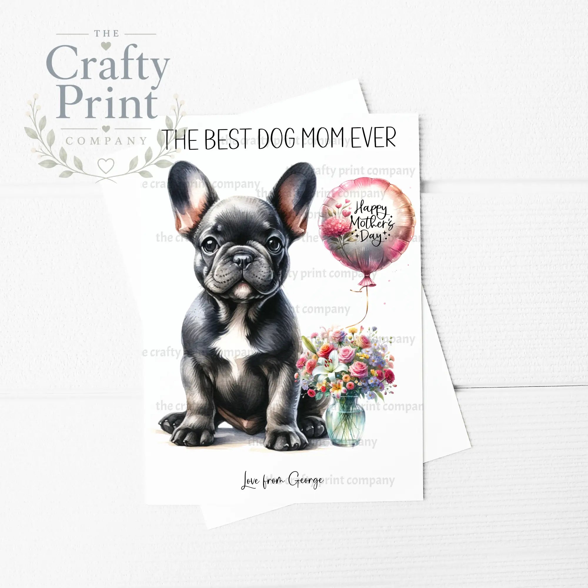 The Best Dog Mom Ever French Bulldog Personalised A5 Card