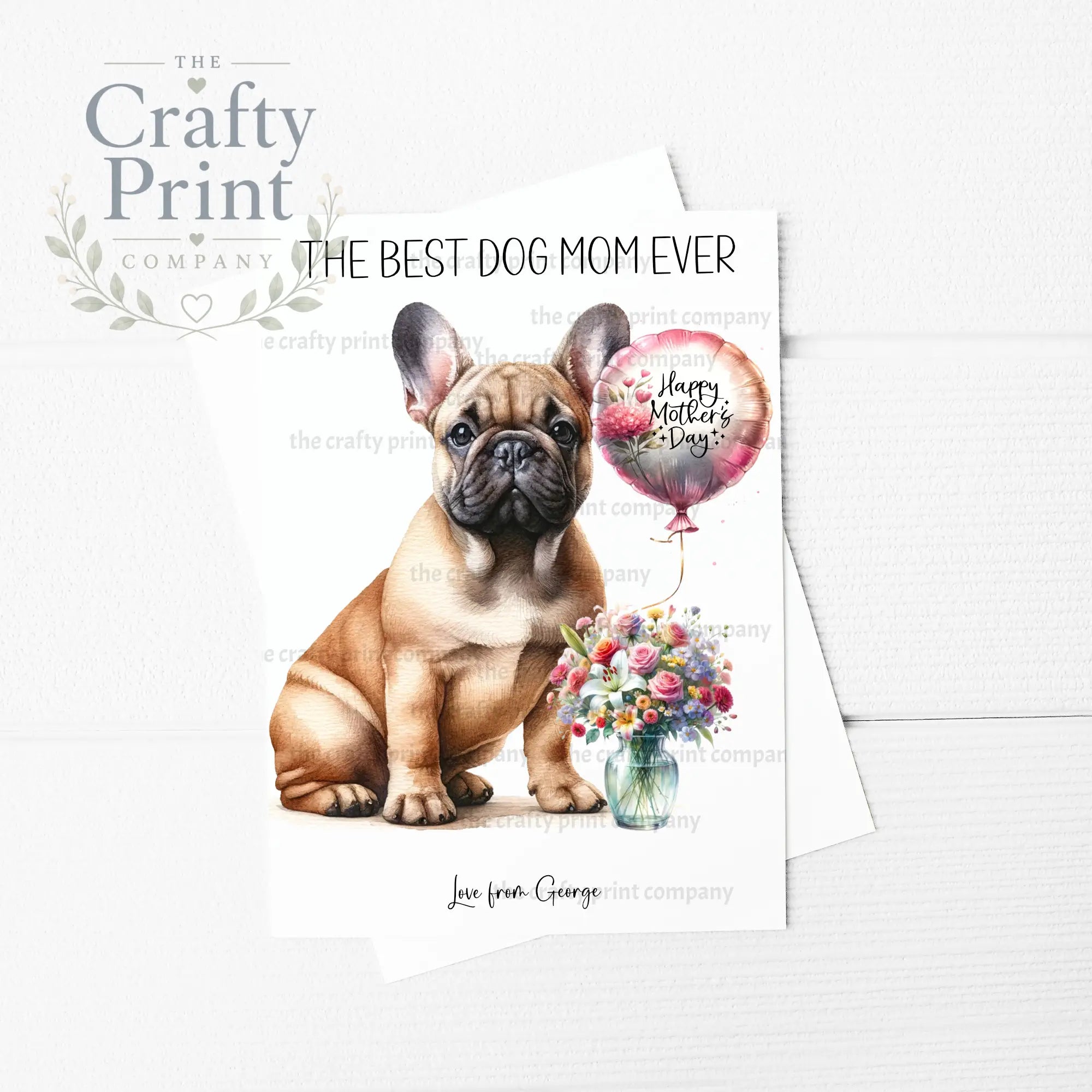 The Best Dog Mom Ever French Bulldog Personalised A5 Card